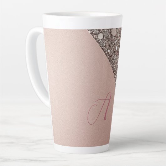 Elegant Roos Gold Monogram Latte Mok (Linkerhoek)