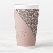 Elegant Roos Gold Monogram Latte Mok (Voorkant)