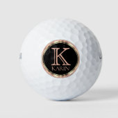 Elegant Roos Gold Monogram / Naam Golfballen (Voorkant)