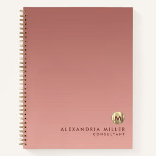 Elegant Roos Gold Monogram Notitieboek