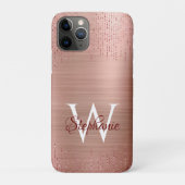 Elegant Roos Gold Monogram Sparkle Case-Mate iPhone Case (Achterkant)