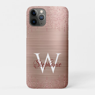Elegant Roos Gold Monogram Sparkle iPhone 11 Pro Hoesje