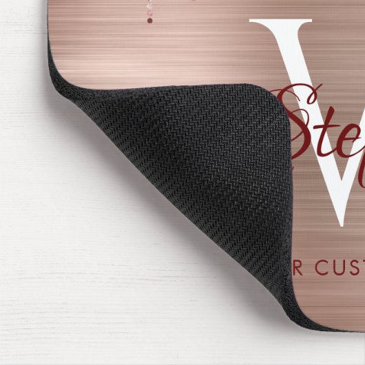 Elegant Roos Gold Monogram Sparkle Muismat (Hoek)