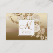 Elegant Roos Gold Monogram Visitekaartje (Voorkant)