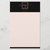 Elegant Roos Gold op Black Stationery Briefpapier (Voorkant)