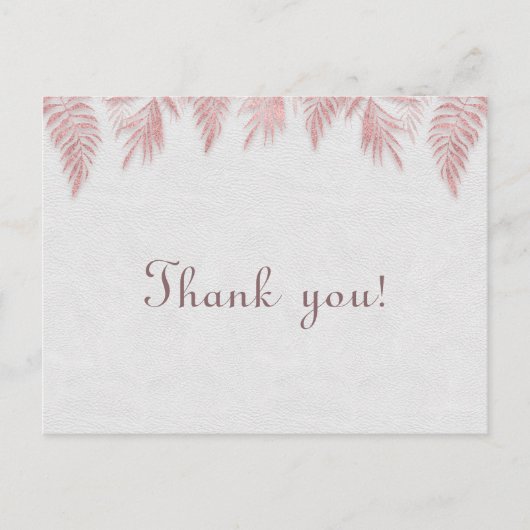 Elegant Roos Gold Palm Leaves Weddenschap Hartelij Briefkaart (Voorkant)