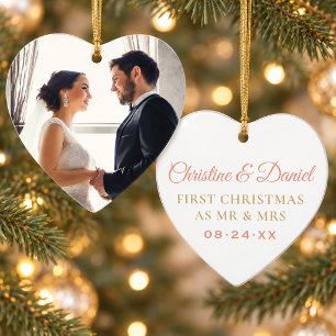 Elegant Roos Gold Passen getrouwd Weddenfoto Ornament