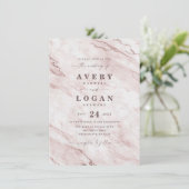 Elegant Roos Gold Pink Marble & Glitter Wedding Kaart (Staand voorkant)