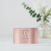 Elegant Roos Gold Pink Monogram Sociale Media Pict Visitekaartje (Staand voorkant)