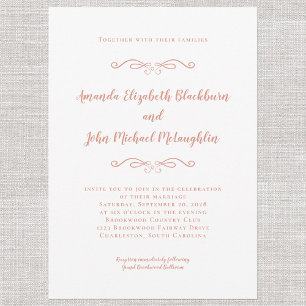 Elegant Roos Gold Pink Timeless Formal Wedding Kaart