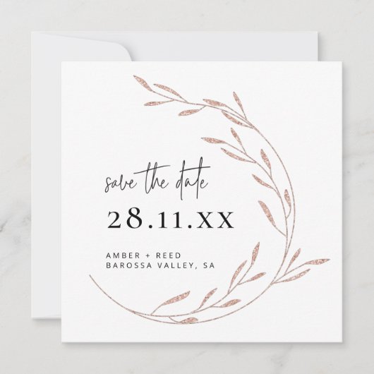Elegant Roos Gold Save the Date Kaart (Voorkant)