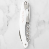 Elegant Roos Gold Script Calligraphy White Wedding Kurkentrekker (Achterkant)