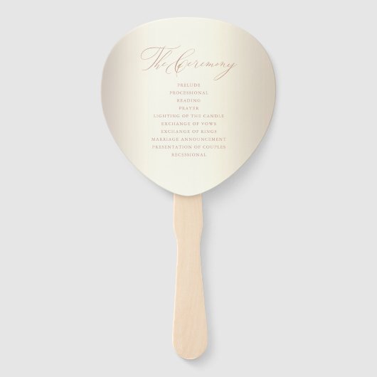 Elegant Roos Gold Script Shiny Champagne Weddensch Handwaaier (Achterkant)