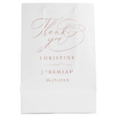 Elegant Roos Gold Script White Weddenschap Bedankt Medium Cadeauzakje (Achterkant)