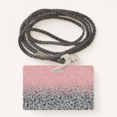 Elegant Roos Gold Silver Glitter Leopard Print Badge (Achterkant met draagriem)