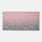 Elegant Roos Gold Silver Glitter Leopard Print Bureaumat (Voorkant)