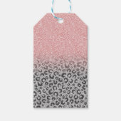 Elegant Roos Gold Silver Glitter Leopard Print Cadeaulabel (Voorkant)