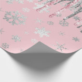 Elegant Roos Gold Silver-kerstsnowflakes Cadeaupapier (Hoek)