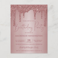 Elegant Roos Gold Sparkle Glitter Drift Birthday