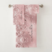 Elegant Roos Gold Sparkly Glitter Custom Chic Bad Handdoek (Insitu)