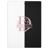 Elegant Roos Gold Split Custom Monogram A B C D Klembord (Achterkant)