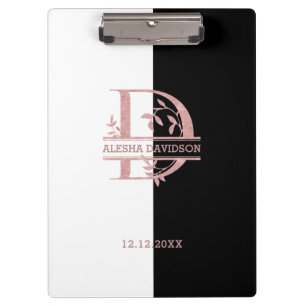 Elegant Roos Gold Split Custom Monogram A B C D Klembord
