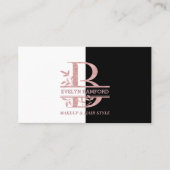 Elegant Roos Gold Split Custom Monogram Letter B Visitekaartje (Voorkant)