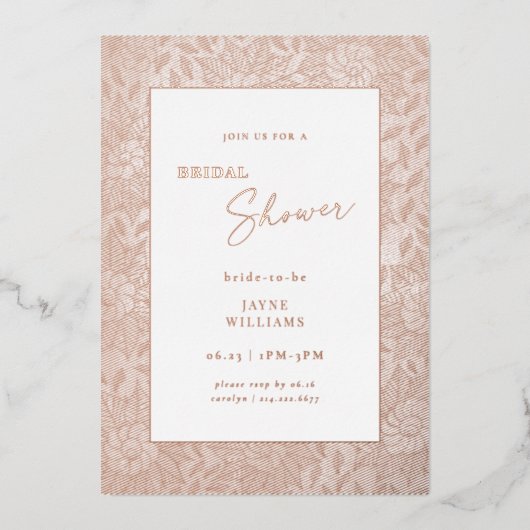 Elegant Roos Gold Vrijgezellenfeest Folie Uitnodiging (Voorkant)