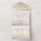 Elegant Roos Gold Wedding All In One Uitnodiging (Binnen)