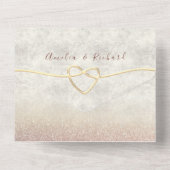 Elegant Roos Gold Wedding All In One Uitnodiging (Achterkant)