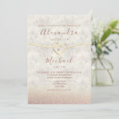 Elegant Roos Gold Wedding Invitation Kaart (Staand voorkant)