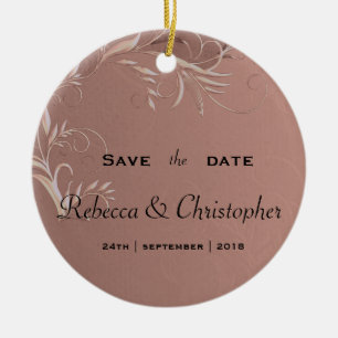 Elegant Roos Gold Wedding Save the Date Keramisch Ornament