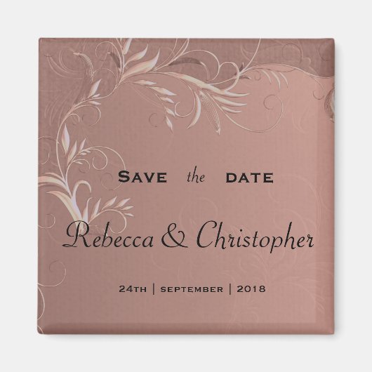 Elegant Roos Gold Wedding Save the Date Magneet (Voorkant)