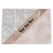 Elegant Roos Gold White Marble Geometric Custom Groot Cadeauzakje (Voorkant)