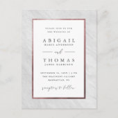 Elegant Roos Gold & White marble Wedding Uitnodiging Briefkaart (Voorkant)