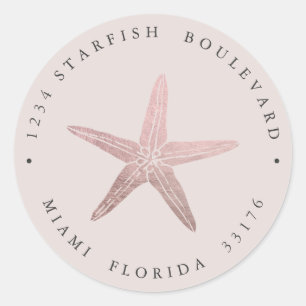 Elegant ROOS GOLD Zeestervis kust Retouradres Ronde Sticker