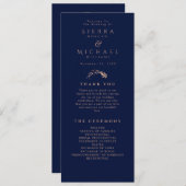 Elegant Roos Goud Blauw Blauw Blauw Bruiloft Programma (Voorkant / Achterkant)