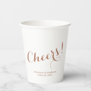 Elegant roos goud Cheers aangepaste script Bruilof Papieren Bekers