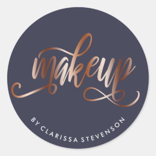 Elegant roos goud en marineblauw make-up artiest ronde sticker
