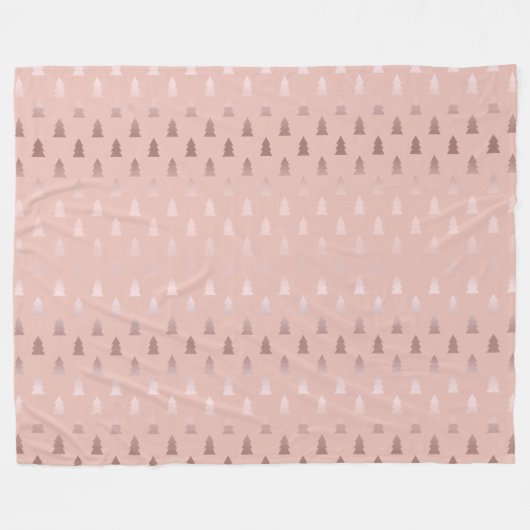 Elegant roos goud en roze kerstboomstructuur fleece deken (Voorkant (Horizontaal))