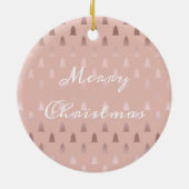 Elegant roos goud en roze kerstboomstructuur keramisch ornament (Achterkant)