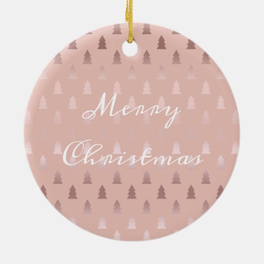 Elegant roos goud en roze kerstboomstructuur keramisch ornament (Achterkant)