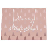 Elegant roos goud en roze kerstboomstructuur large cadeauzakje (Voorkant)