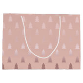 Elegant roos goud en roze kerstboomstructuur large cadeauzakje (Achterkant)