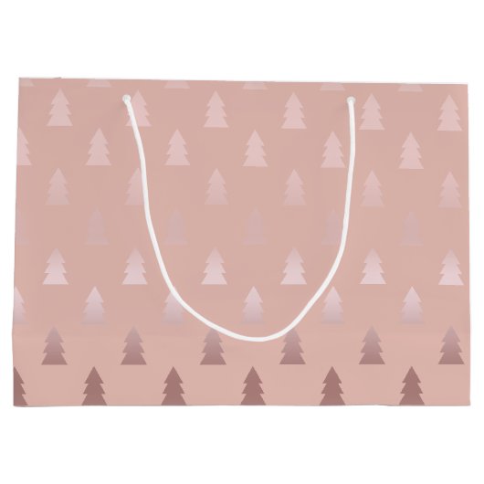 Elegant roos goud en roze kerstboomstructuur large cadeauzakje (Achterkant)