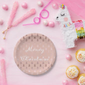 Elegant roos goud en roze kerstboomstructuur papieren bordje (Feest)