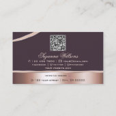 Elegant Roos Goud gebogen lijnen Monogram QR-code Visitekaartje (Achterkant)