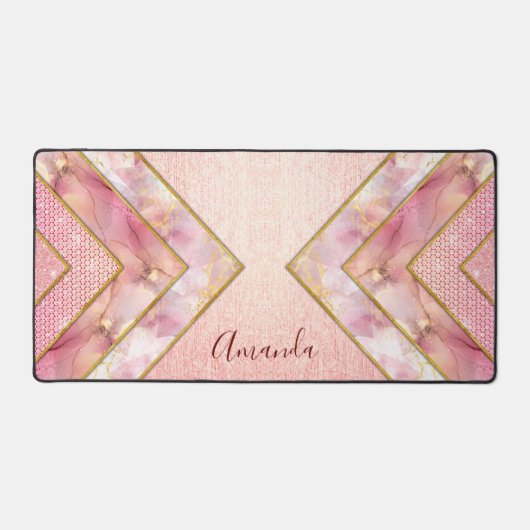 Elegant roos goud girly geometrisch schetsboek bureaumat (Voorkant)