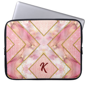 Elegant roos goud girly geometrisch schetsboek laptop sleeve