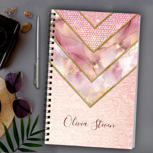 Elegant roos goud girly geometrisch schetsboek notitieboek